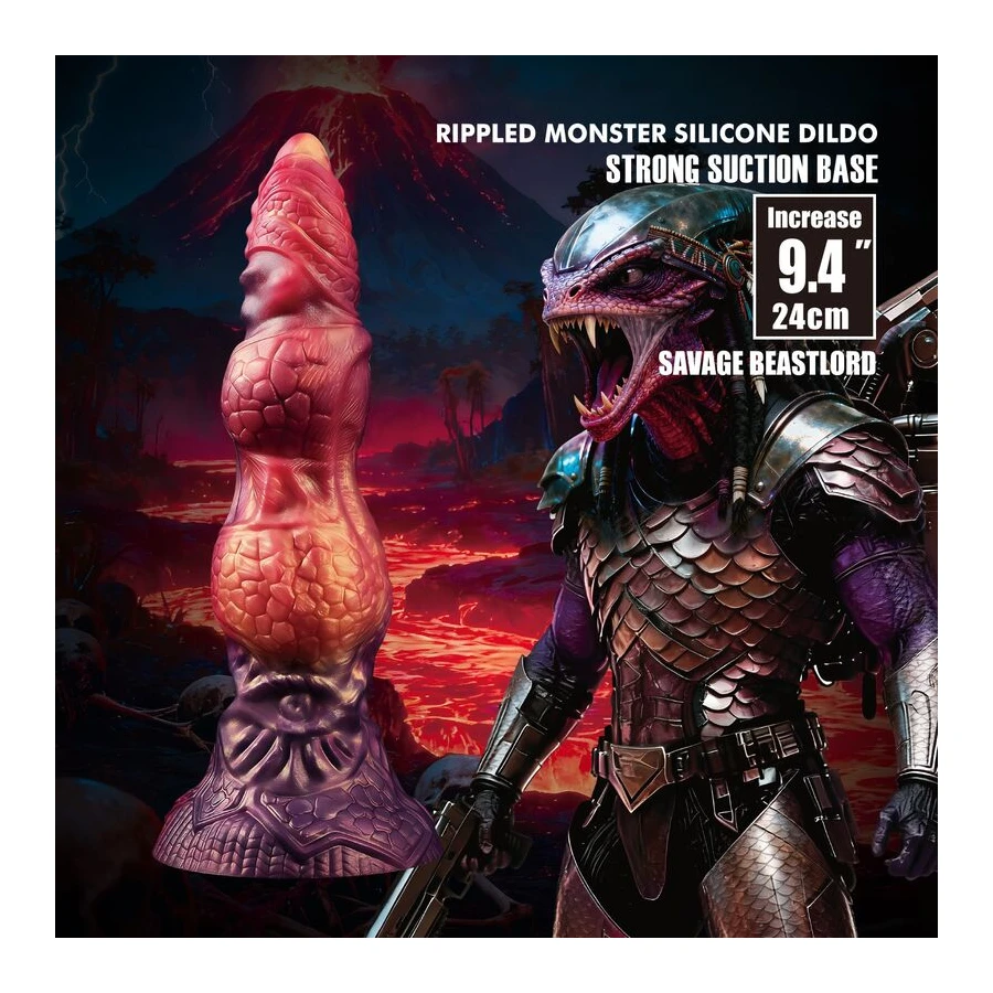POWER MONSTERS - SAVAGE BEASTLORD TRICOLOR FANTASY SILICONE DILDO 24 CM Ø 5 CM